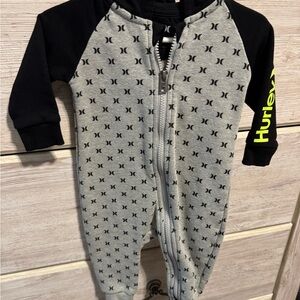 Hurley Black and Gray Kids Footie with Neon Accents